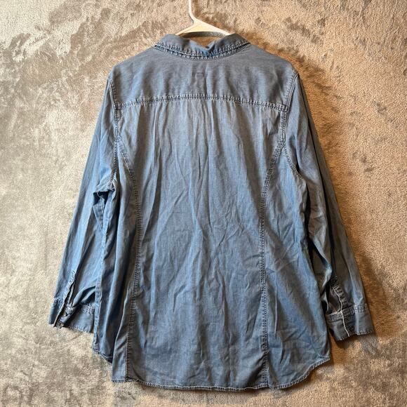J. Jill Denim Women's Button Down Denim Top Blue Long Sleeve Size XL - Picture 3 of 7